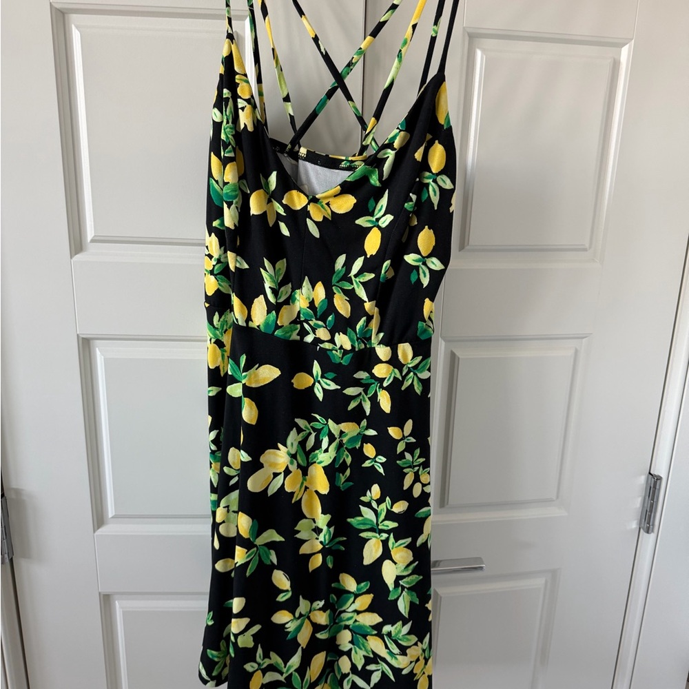 Nine Britton Floral Black Dress with Yellow and Green Accents - Picture 2 of 3